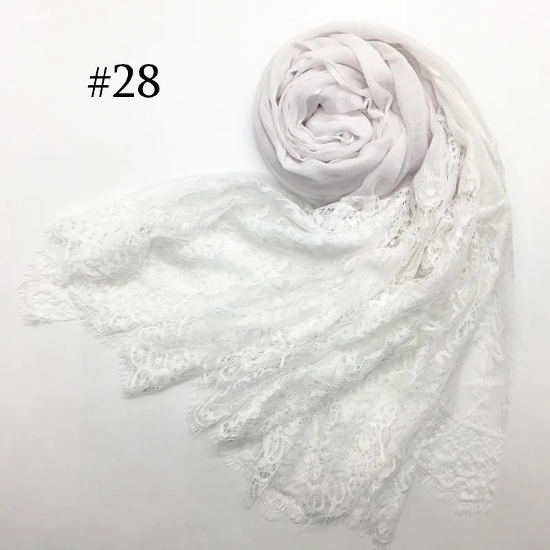 30 Цвет Роскошные кружевные шарфы вышивать цветы шаль простой мусульманский хиджаб мягкий шарф на голову модные Шали Обертывания хлопковая вискоза