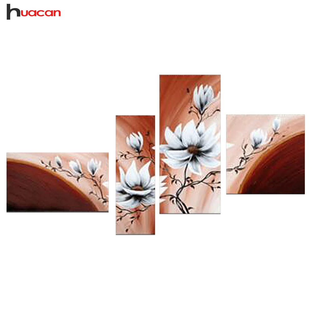 

HUACAN 5D Diamond Painting Lotus Cross Stitch Beading Pattern Diamond Embroidery Full Square Rhinestones Home Decor F1288