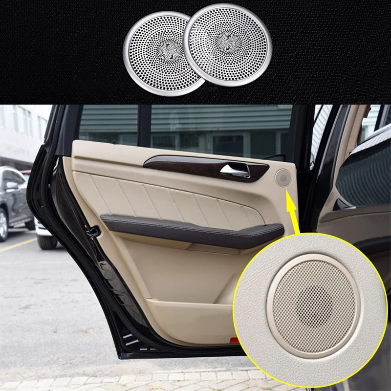 2pcs Alloy Rear Door Speaker Cover Trim For Mercedes Benz ML Class 12