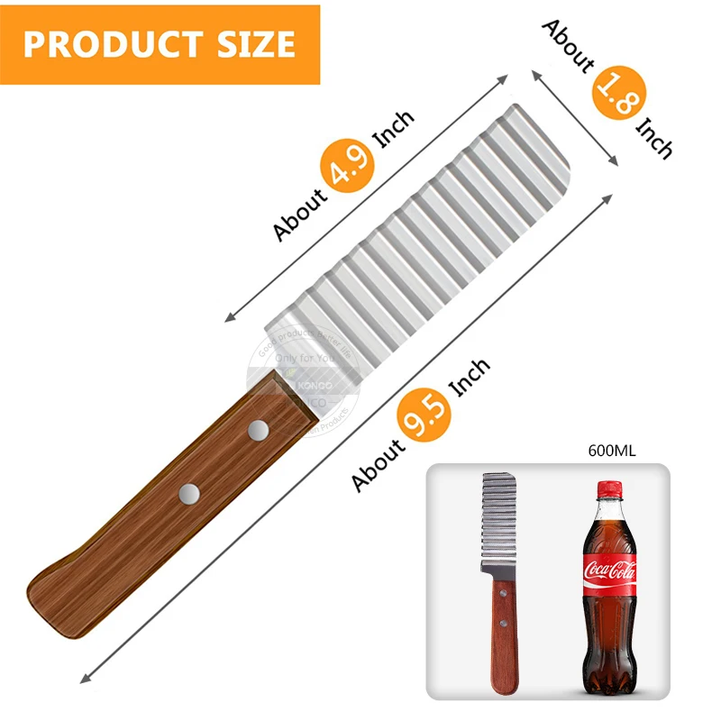 Vegetable Cutter KONCO Wave Potato Cutter Slicer Stainless Steel French fries Cutter Fruit Vegetable Carrot Edged Knife Tools Kitchen Gadget
