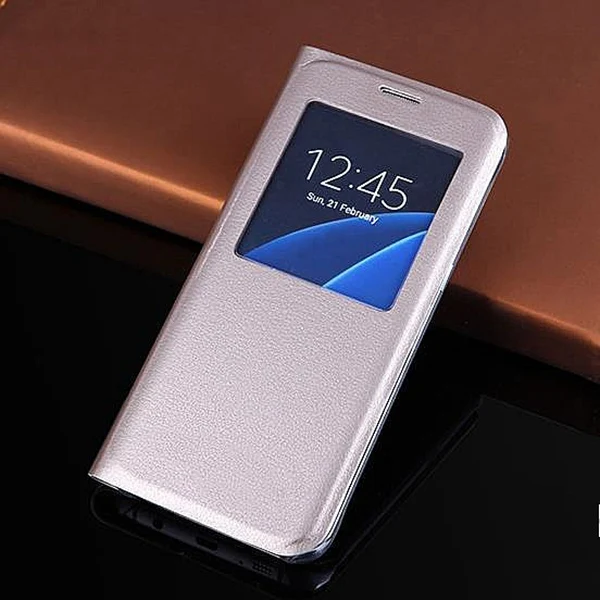 Чехол-книжка S7edge для Samsung S7 edge чехол с окошком Galaxy S8 Plus кожаные чехлы телефонов