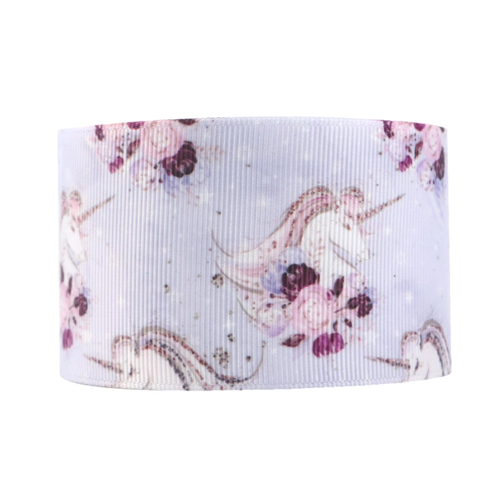 

david angie 50mm 50yard/roll Unicorn Grosgrain Ribbon Home Decoration Gift Packing Ribbons DIY Bow Sewing Fabric,50Yc7153
