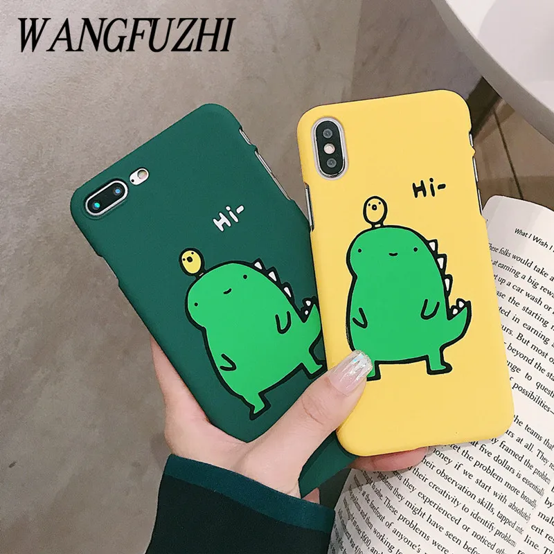 WANGFUZHI чехол для iPhone XS XR Max X 6 s 7 8 плюс мультфильм Динозавр письмо жесткий пластик PC