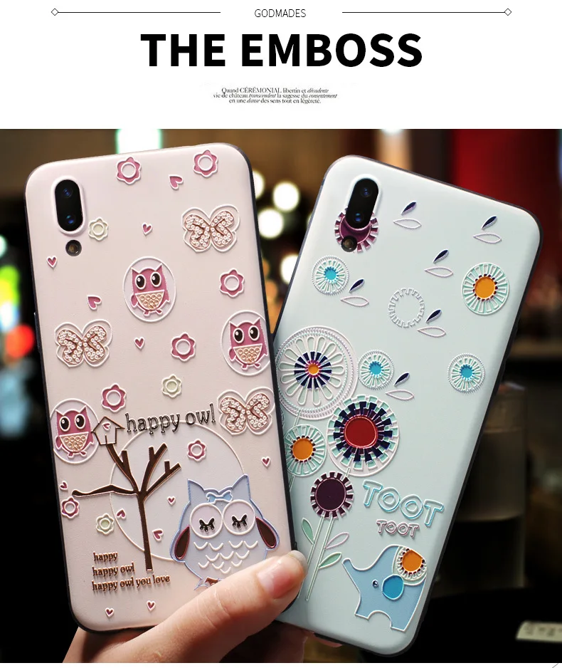 For vivo v15 pro Case 15 color 3d embossed pattern New design Soft TPU Silicone back cover case for vivo Y67 Y91C Y97 Y85 X27