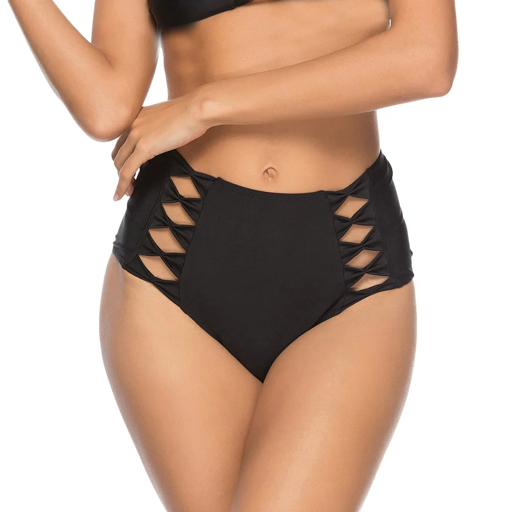 

Ladies Swim Pants Solid Color Hollow Design High Waisted Swim Pants for Beach MSD-ING