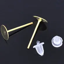 1000 пар Позолоченные серьги post w/пробки 12x6 мм, Серьги, Серьги pad