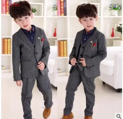 

Winter fashion new Boy's Plus velvet Suits Children Clothing suit for Wedding Kids Party Suits Boy Blazers blue or Gray