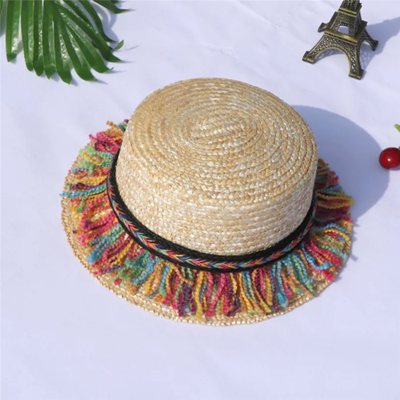الشاطئ قبعات الصيف الوالدين والطفل النساء الطفل الاطفال فتاة الشاطئ القوس القش شقة قبعة لها حواف السفر عطلة واقية من الشمس قبعة #2p23 الشاطئ قبعات الصيف الوالدين والطفل النساء الطفل الاطفال فتاة الشاطئ القوس القش شقة قبعة لها حواف السفر عطلة واقية من الشمس قبعة #2p23