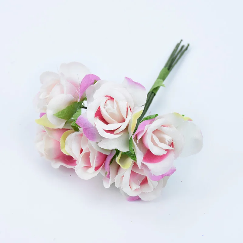 6 Pieces decorative flowers wreaths silk roses diy gifts candy box scrapbooking home decoration accessories artificial flowers - Цвет: 12