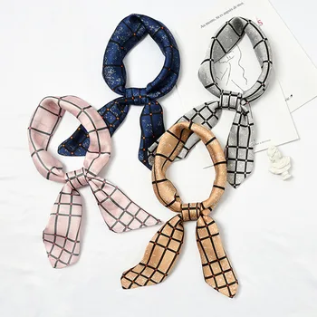 

Women Scarves dot plaid print Square silk Small Neck scarf tiwll Satin shawl Winter Head Scarf bandana Neckerchief Fashion 2019