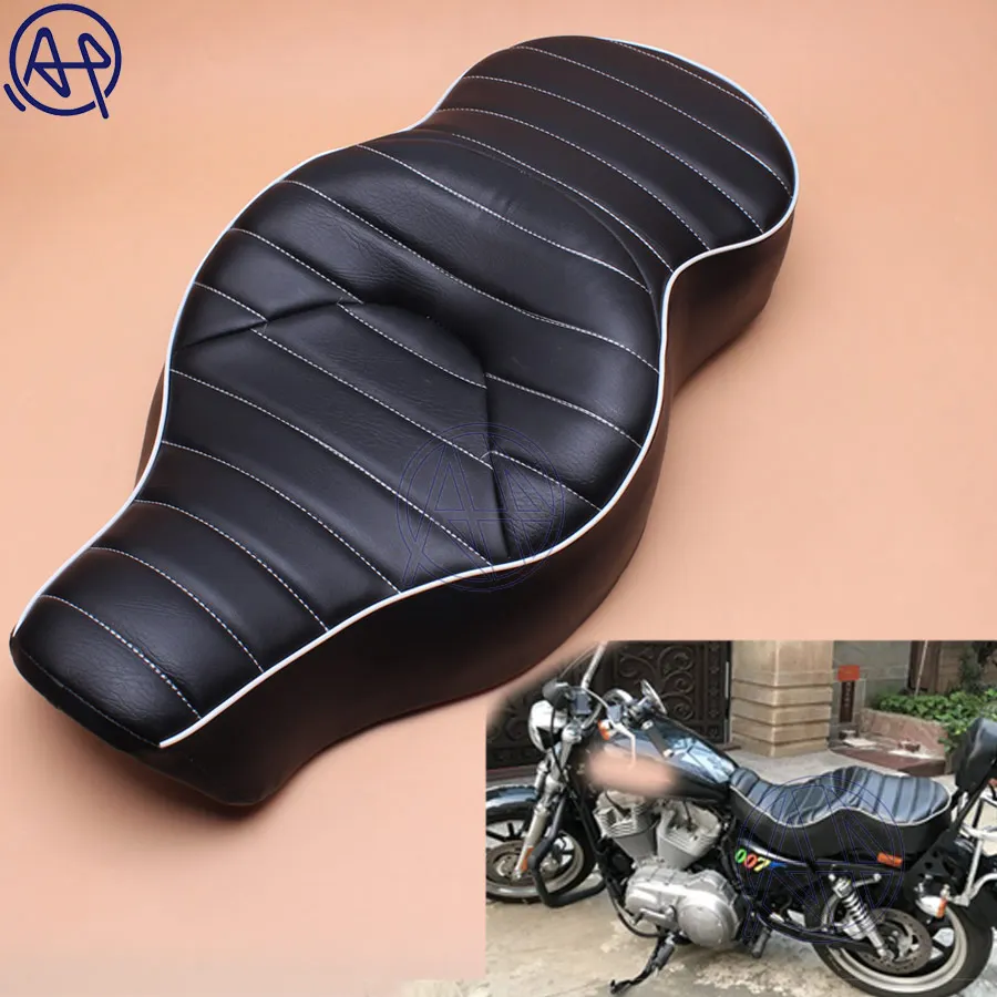 

for Harley XL883 XL1200 N Sportster 2005-2013 Motorcycle Solo Black Synthetic Leather+Soft Foam Style Rear Pillion Low-Pro Seat