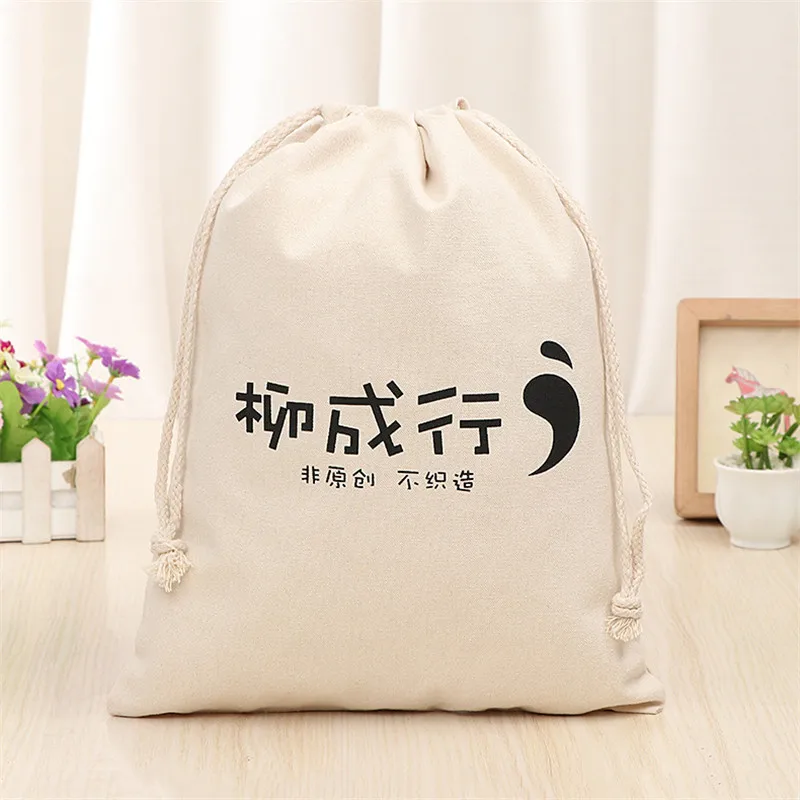 Natural Canvas Custom Bundle Pocket Design Drawstring Bag Multi-size pack Birthday Wedding Party Candy Sack Jewelry Gift Pouch