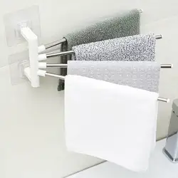 Вешалка для полотенец из нержавеющей стали, 4 руки, вешалка для полотенец, 180 Вращение, вешалка для полотенец для ванной, подвижные