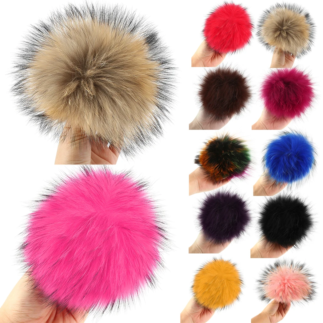

16-17cm Real Fur Pompom Beanie Multicolor Raccoon Fur Accessories Shoes Mink Fox Fur Ball Winter Pom Poms For Bag Hat Fur Cap