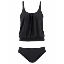 2018 Black Solid Bandeau Bikini Set Wire Free Summer Bathing Low Waist Female Swimming Suit Triangle Padded Bikinis