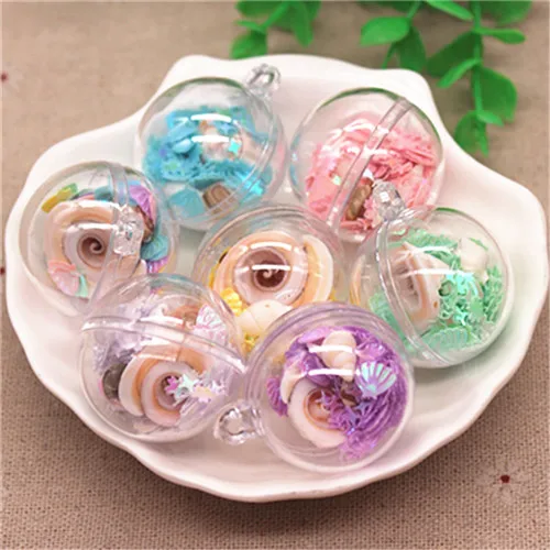 

5pcs 3cm Transparent Plastic Openable Ball with Shiny Sequin Seashell Conch DIY Christmas Tree Decorations/Jewelry Pendant