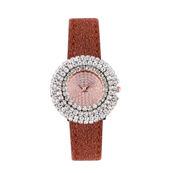 

2020 new arrival red ladies watch fashion dress quartz watches leather strap clock diamond women wristwatches relogio feminino
