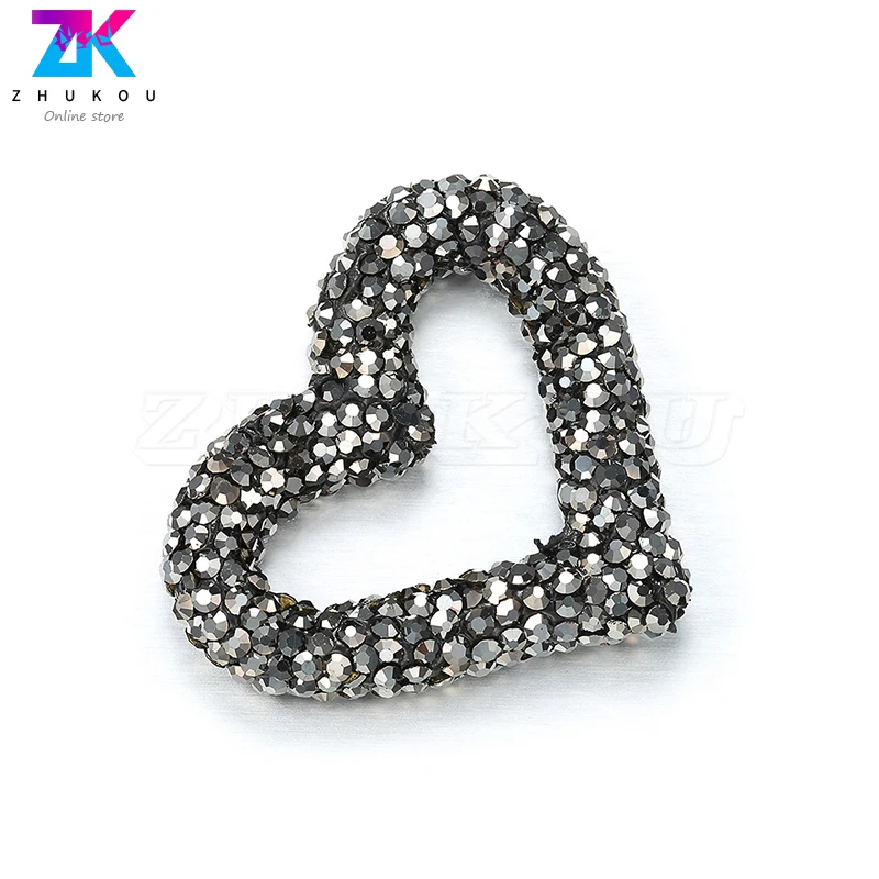 

ZHUKOU 28x33mm Fashion Heart Brass Beads for Handmade Bracelet Jewelry Accessories model:PZ190