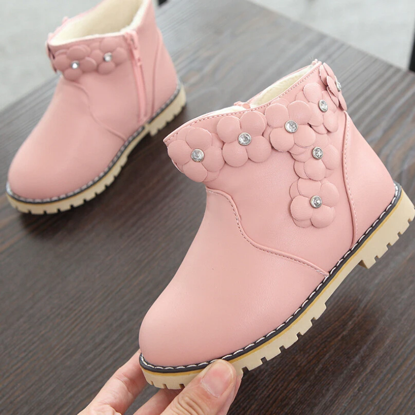 Shorha Детские снежные сапоги стиль для малышей теплый плюш обувь для девочек модный кожаный чехол с милым кроликом; сапоги "Принцесса" обувь для детей из хлопка