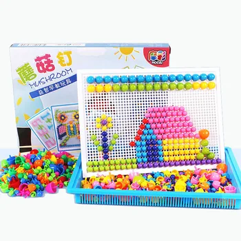 

295pcs DIY Mosaic Picture Puzzle Toys Mushroom Nail Kit Children Composite Intellectual Educational Creative Toys For Kids Gift