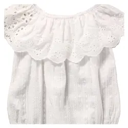 Горячей продажи новорожденного для маленьких девочек цветочные ползунки Детские комбинезоны одежда в загородном стиле, Белый # с
