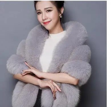 

1pcs/lot fashion style woman wedding jacket Bridal Shawl Faux Fur Wrap winter white wedding jacket