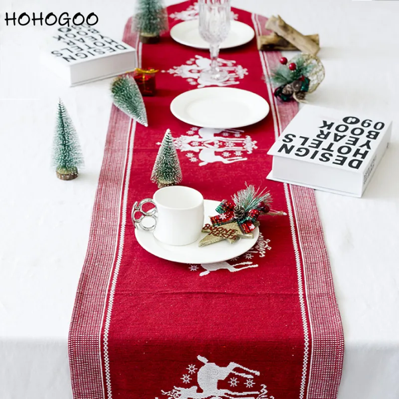 HOHOGOO 1 шт. 170*35 см Рождественская скатерть Новогодняя прямоугольная Красная
