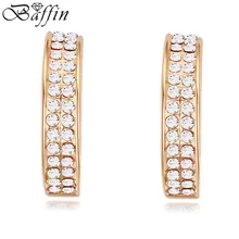 Круг цвет золотой Сережки для пирсинга Кристалл из Австрия серьги гвоздики для женщин вечерние Joyas