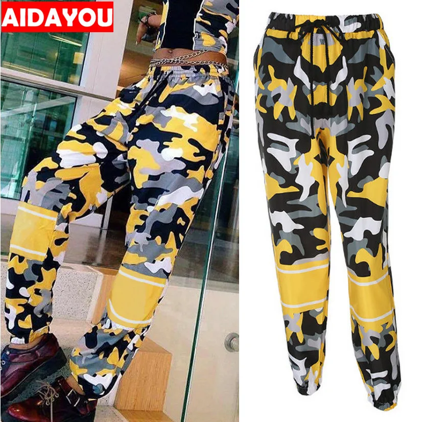 

Fashion High Waist Jogger Pants Women's Cargo Pants Loose Streetwear Camouflage Hip Hop Trousers ouc099 Aidayou