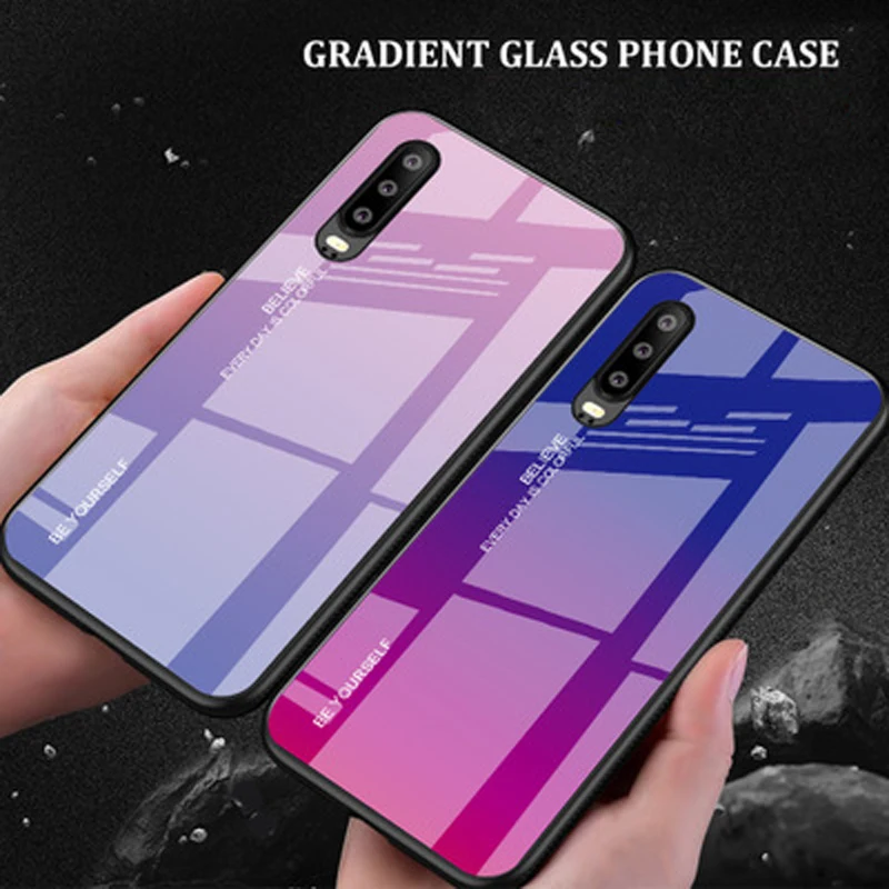 

For Huawei P30 P20 Pro Tempered Glass Gradient Shockproof Cover Case for Huawei Mate 10 20 Lite Honor 8X 9 10 Nova 3i 4 Y9 2019