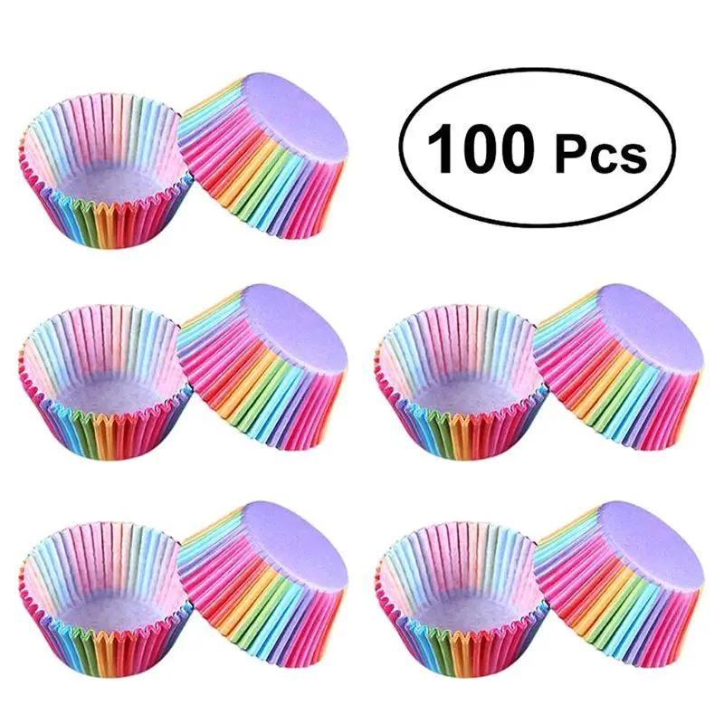 

100Pcs Colorful Muffins Cupcake Wrappers Paper Cup Cases Home DIY Kitchen Baking Chocolate Decorating Tools Birthday Wedding