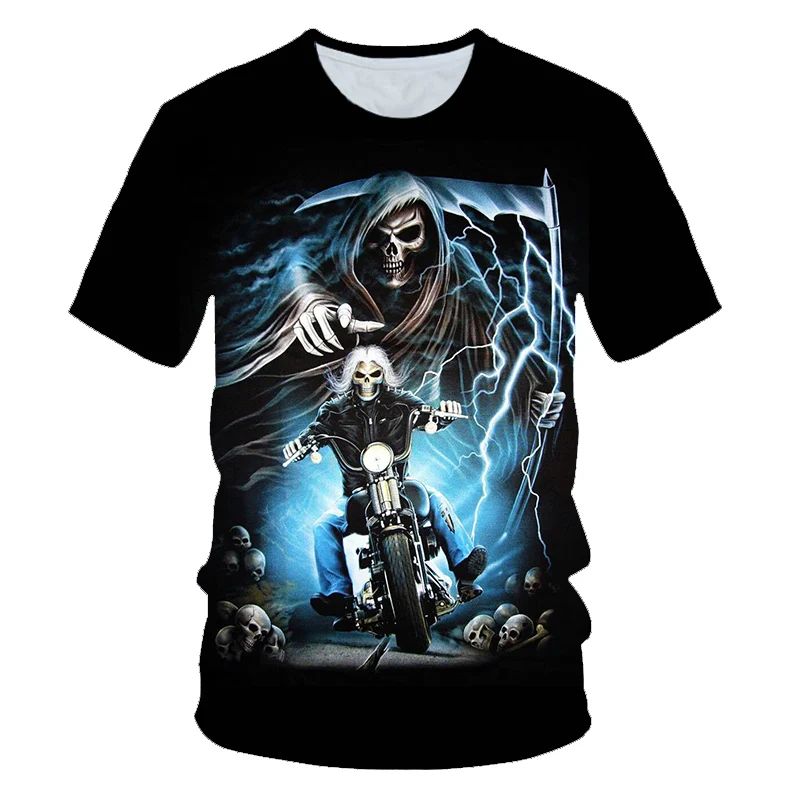 

Hot Sales Summer Black Tops men 3D Print Skull T-shirt Crown Skulls Cool T Shirts Short Sleeve Casual Tees O-neck Tshirt