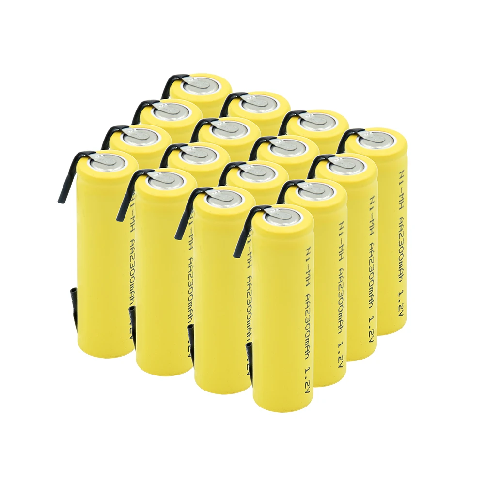Ni-mh 1,2 V в AA перезаряжаемая батарея 2300 mAh nimh сотовый желтый чехол с Сварные вставки для Электробритва Philips razor toot - Цвет: 16  Pieces