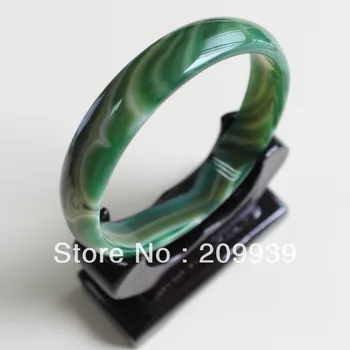 

0022 GREEN AGATE JADE BANGLE AB18 ELEGANT CASE