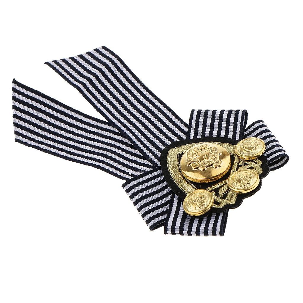 Pre-tied Bowknot Brooch Fabric Bow Tie Nautical Themed Men Wome British School Girls Badge Pin Clip