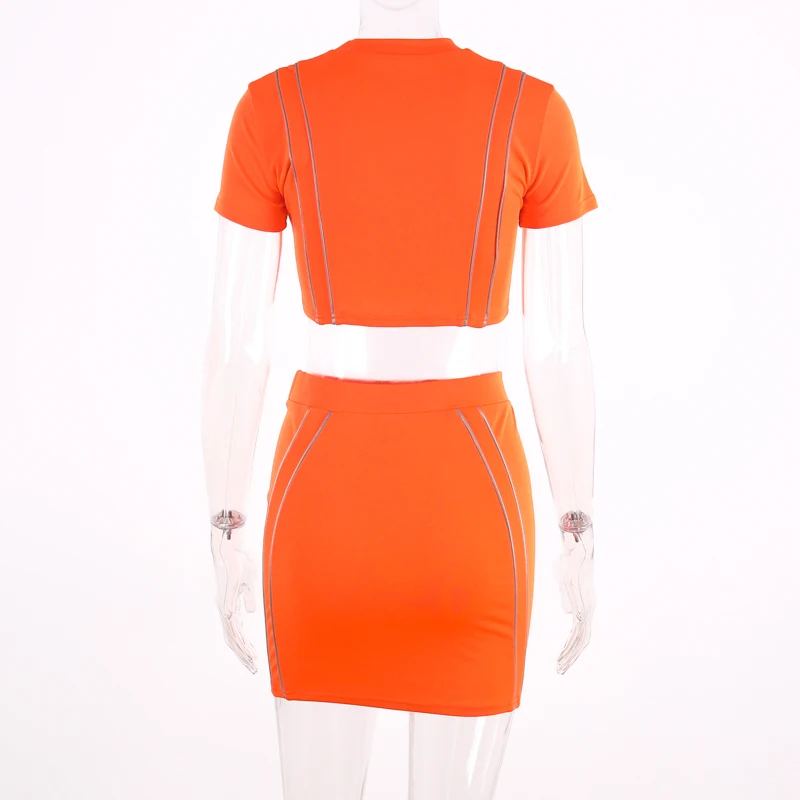 Chicology reflective stripe top mini skirt women matching 2 two piece set summer female sexy co ord clothes festival outfit