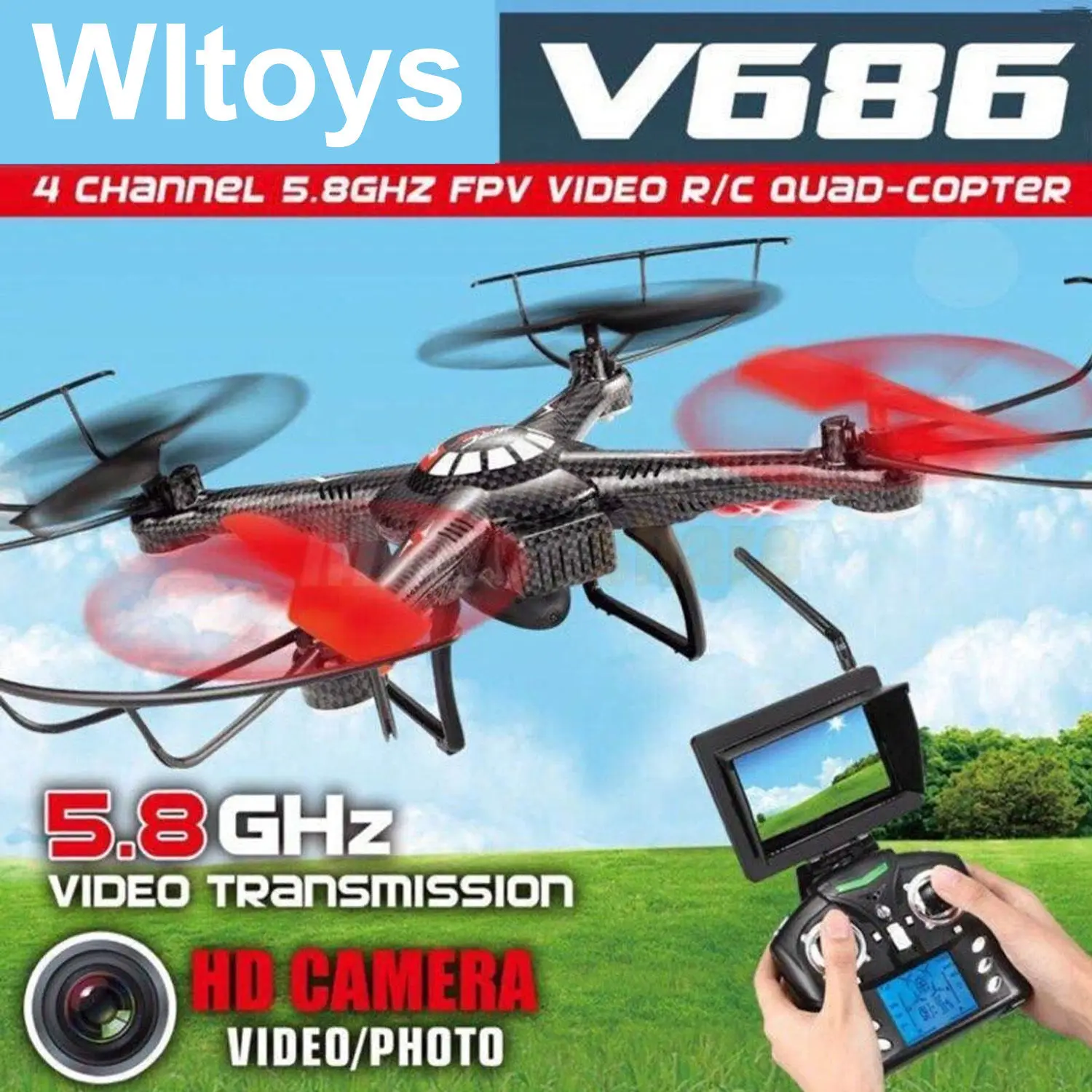 Buy Cheap Hot Sale FPV RC Drones With Camera HD Professional Dron Quadcopters Remote Control Flying Camera Toy Helicopter Wltoys V686