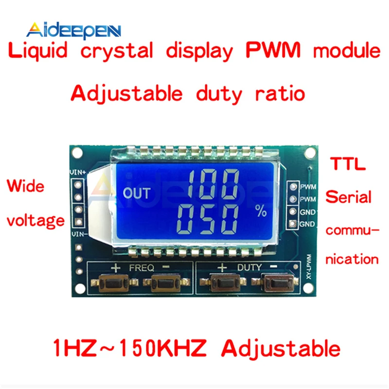 1 шт. генератор сигналов PWM частота импульсов рабочий цикл регулируемый модуль ЖК-дисплей Дисплей 1Hz-150Khz 3,3 V-30 V PWM плата Модуль гибкий кабель
