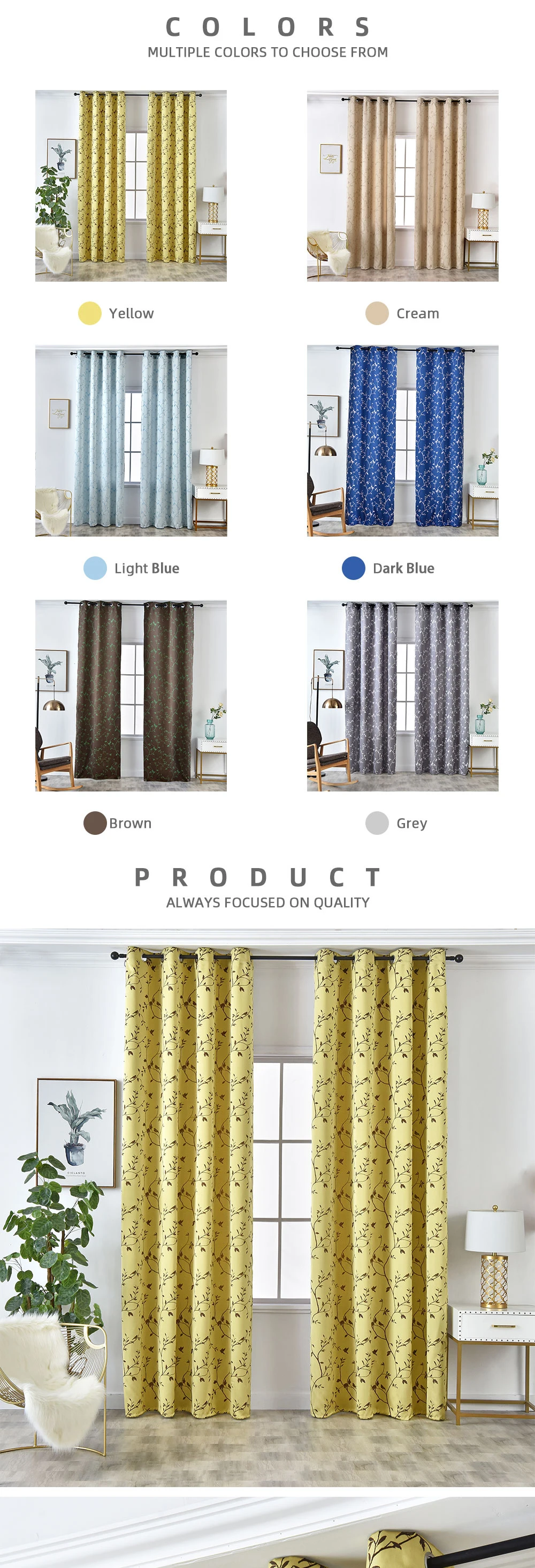 Smt611 NAPEARL 1 Piece Elegant Panel Birds Jacquard Curtains For Living Room Widows Children Drops Modern Pastoral Thread Fabric Decor (1)