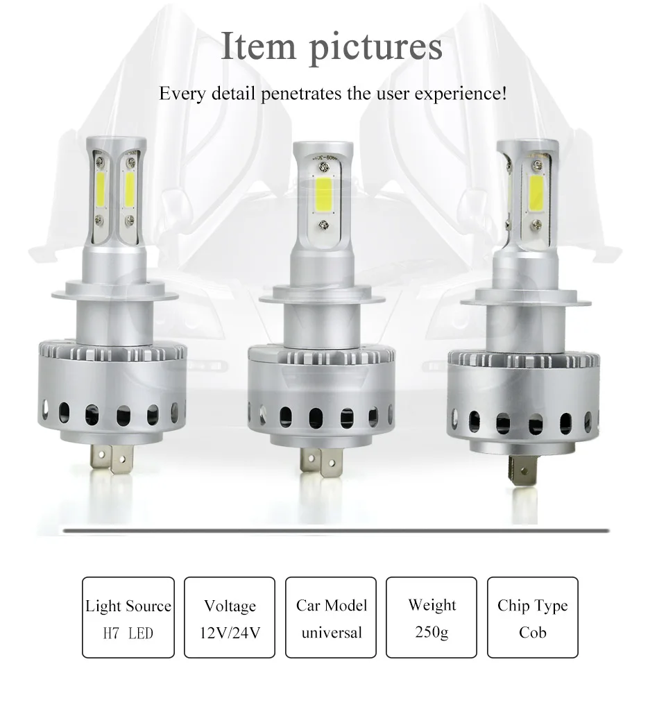 ANMINGPU Headlight Bulbs 6500K COB Led H7 Universal Lamp H7 LED 12000LM 90W 12V 24V Led Automotive Headlamps Auto Lamps Car Bulb (4)