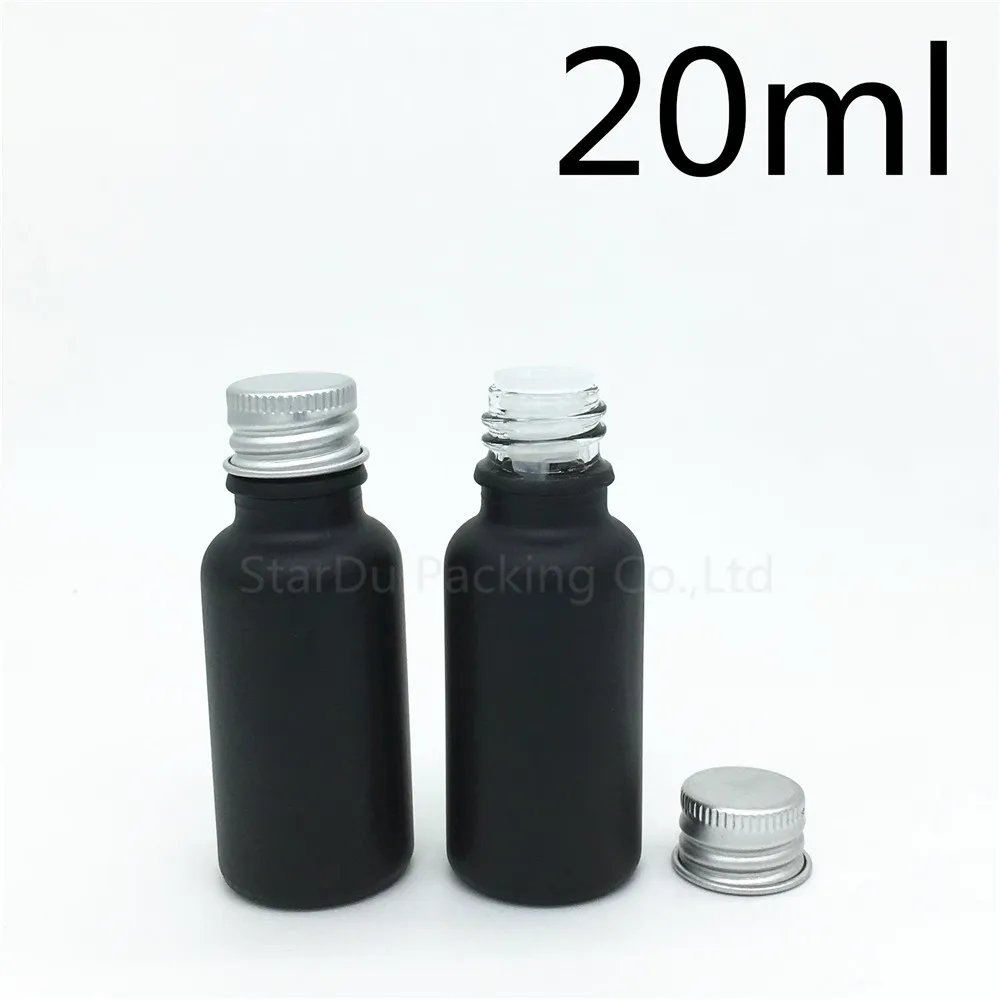 Download Free Shipping 500pcs 20ML Black Frosted Glass Bottle 20ml Vials Essential Oil Bottle with ...