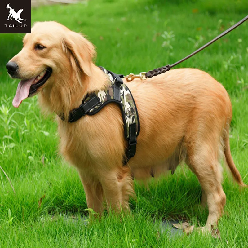 TAILUP Easy Walk Dog Harness K9 Available 4Colors Leopard Nylon Reflective Pet Large Collar Vest | Дом и сад