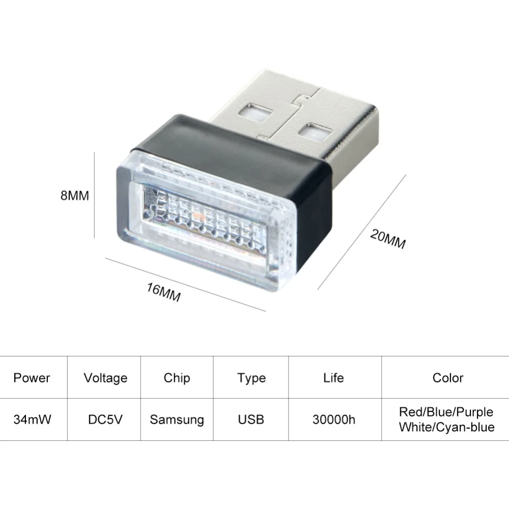 Автомобильный светодиодный светильник Avacom с usb-разъемами, внутренняя декоративная лампа, аварийная лампа для ПК, USB светодиодный светильник Voiture Luz, авто стиль