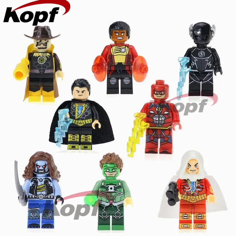 

Super Heroes Yellow Light the Scarecrow Black Adam Green Lantern Firestorm Spiderman Flash Building Blocks Kids Gift Toys X0153