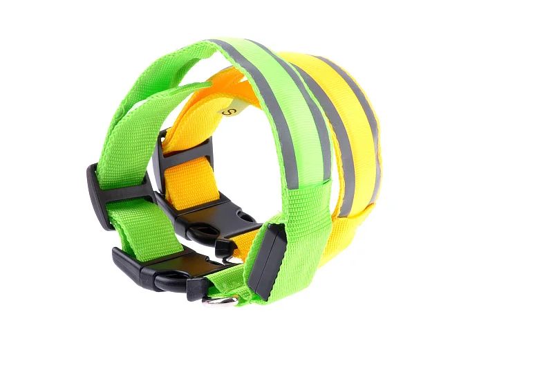 A06 светоотражающий светодиодный ошейник для питомцев собака nylong световой воротник светоизлучающий воротник батарея версия и USB перезаряжаемая версия