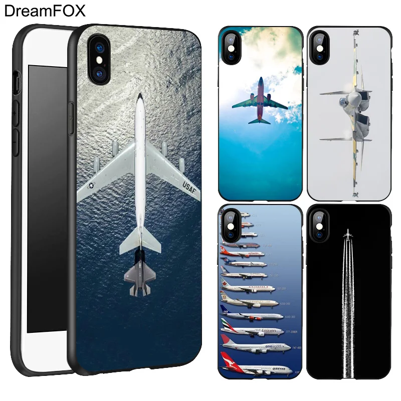 Goede DREAMFOX L224 Vliegtuig Zwarte Zachte TPU Silicone Case Cover Voor Apple iPhone XR XS Max X 8 7 6 6 s Plus 5 5 s 5g SE