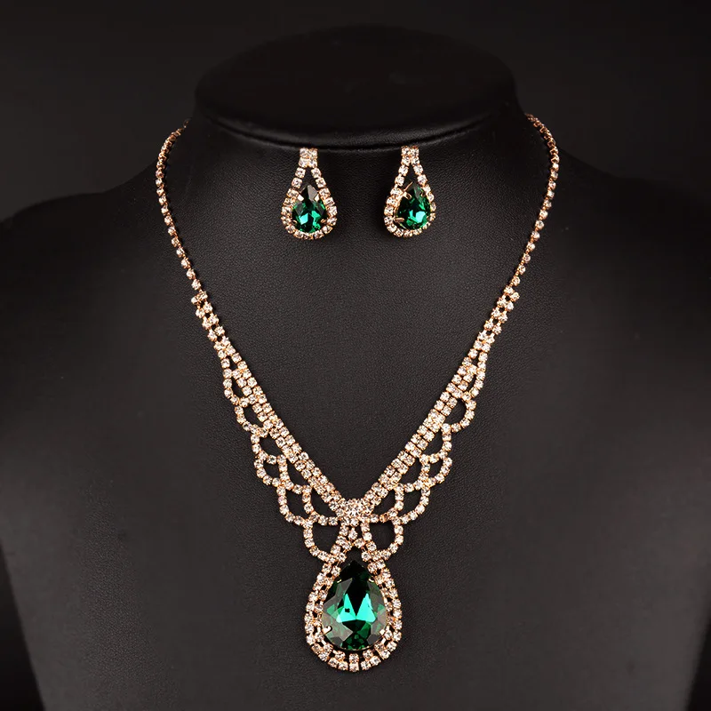 Buy SOXY Green Crystal Indian jewelry Sets Bridal