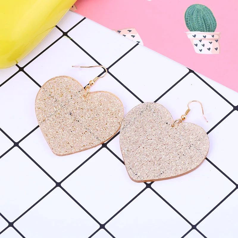 

European Fashion Vintage Jewelry Gold Silver Women Acrylic Heart Earrings For Party
