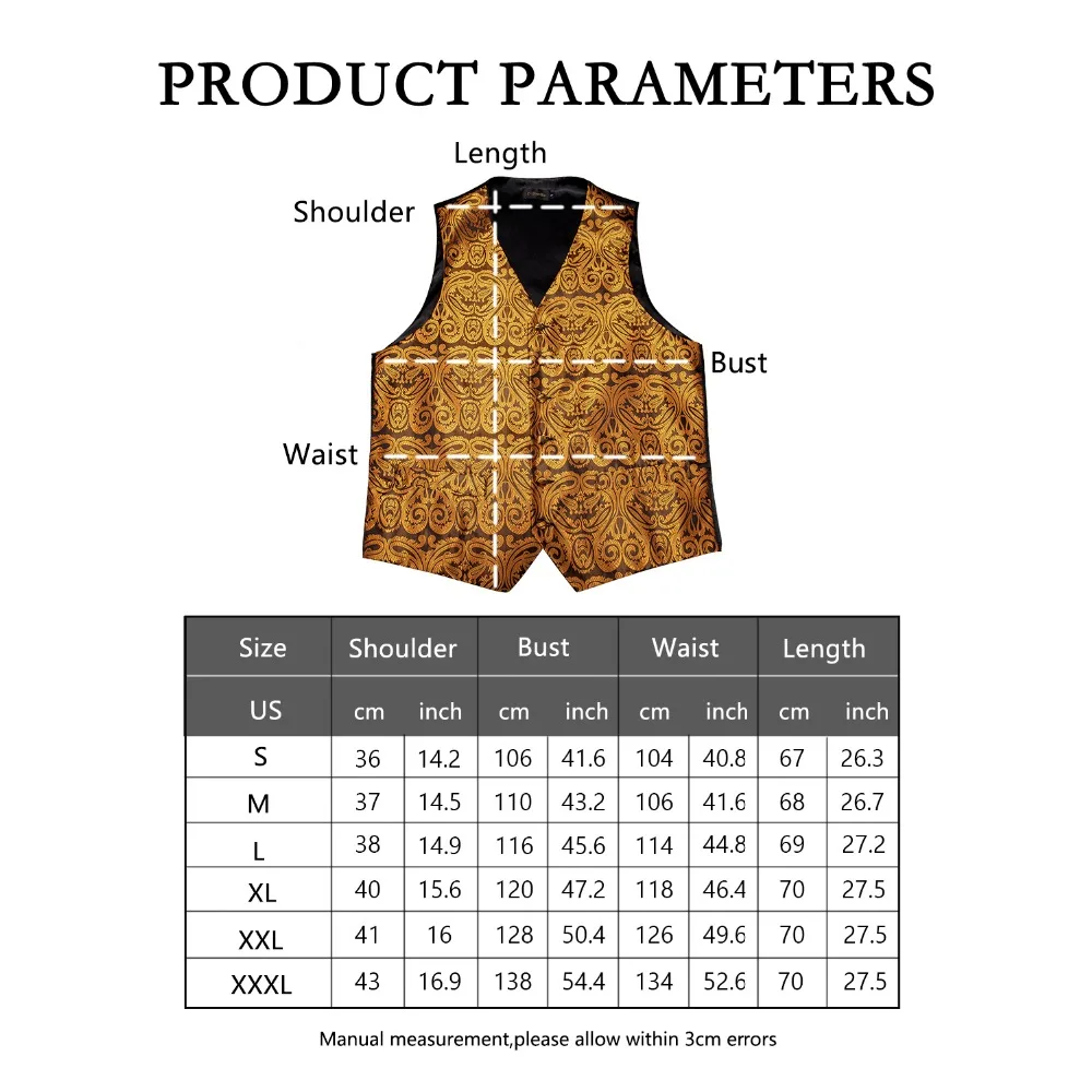 Мужские Классические Вечерние золотые жаккардовые жилеты с узором пейсли, жилеты с карманами и квадратным галстуком, MJ-101