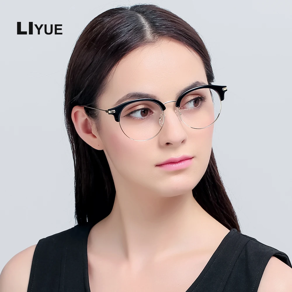 

LIYUE Glasses For the computer Oculos de Grau Spectacle Frame for women Vintage eyeglasses Classic Retro Clear lens Nerd Frames